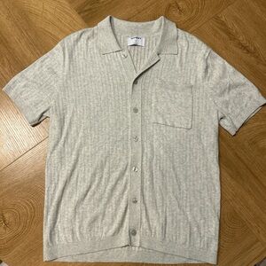 Old Navy Soft Gray Knit Button Down Shirt